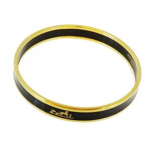 Hermes Bangle Enamel PM Gold Plated Black Cles Dies